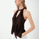Chic Ruffled High Neck Women's Top