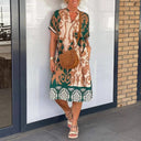 Women's V-Neck Casual Dress with Pocket Design