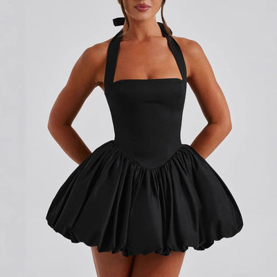 Chic A-Line Flared Skirt Halter Dress for Women