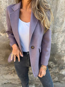 Chic Oversized Blazer Jacket with Deep V-Neck for Women