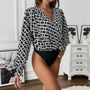 Graphic Pattern Deep V-Neck Designer Blouse for Women