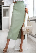 Chic Knee-Length Skirt with Side Slit & Button Details
