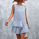 Chic Striped Dress with Ruffle Hem for Women
