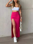 Chic High Waist Lace Skirt with Side Slit