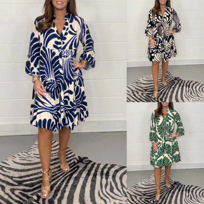 Floral Ruffle Women's Shirt Dress