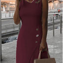 Chic Sheath Dress with Button Accents for Women