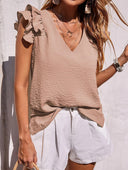 Ruffled V-Neck Blouse for Women