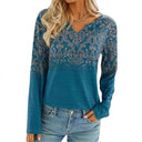 Floral Embroidered Women's Long Sleeve Blouse