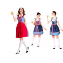 Traditional Check Pattern Dirndl Dress with Apron