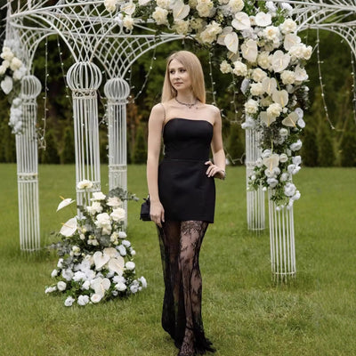 Chic Crop Top & Lace Skirt Ensemble