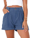 High-Waist Women's Shorts with Wide Waistband and Pocket Design