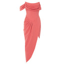 Asymmetrical Cocktail Dress with Draped Top for Women