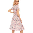Floral Long Sleeve Dress with Elastic Waistband