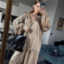 Stylish Women's Blouse Set with Geometric Design