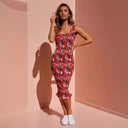 Floral Midi Dress with Ruffle Accents for Women