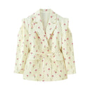 Chic Oversized Blazer Jacket with Belt and Shoulder Pads