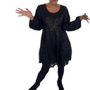 Chic Puff Sleeve Glitter Evening Dress