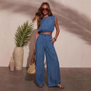 Stylish Women's Denim Two-Piece Ensemble