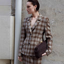 Chic Women's Checked Blazer & Mini Skirt Set