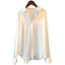 Women's Satin Blouse with Ruffle Accents