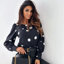 Ruffle Sleeve Blouse with Classic Polka Dot Design