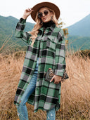 Plaid Flannel Shirt Dress for Women