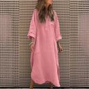 Women's Stylish Midi Dress with Pockets and Chic Side Slits