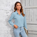 Chic Women's Long-Sleeve Blouse with Textured Design