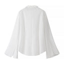 Chic Ruffled Collar Blouse with Wide Sleeves