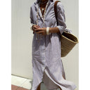 Striped Long Sleeve Shirt Dress with Belt