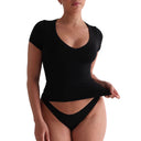 Women's V-Neck Short Sleeve Tee - Figure-Flattering Style