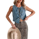 Adjustable Women's Denim Blouse with Relaxed Fit