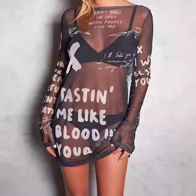 Artistic Print Long Sleeve Women's Dress