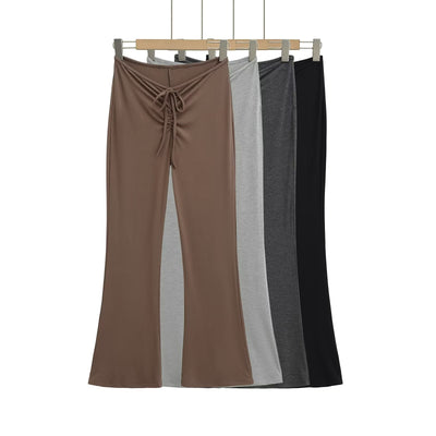 Women's Flared Leggings with Adjustable Waist Drawstring