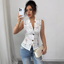 Ladies Lace Blouse with Stylish Button Placket