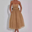 Chic Strapless Cocktail Dress with Ruched Bodice