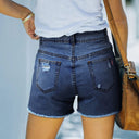High-Waisted Frayed Hem Denim Shorts for Women