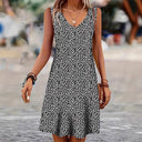 Chic V-Neck Sleeveless Summer Dress with Button Placket