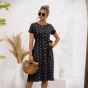 Chic Polka Dot Women's Dress with Button Placket