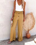 Chic High-Waisted Wide Leg Trousers with Button Placket