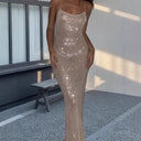 Chic Shiny Evening Dress with Spaghetti Straps