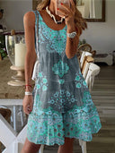 Adjustable Strap Women's Dress with Fun Print