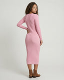Chic Women's Long-Sleeved Knit Dress with Knot Detail