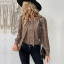 Chic Bow Neck Leopard Print Blouse