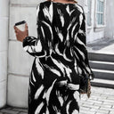 Chic Midi Dress with Balloon Sleeves & Tie Belt