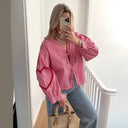 Modern Check Women's Blouse with Statement Sleeves