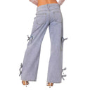 Chic Women's Cargo Jeans with Bow Detail