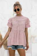 Floral Print Blouse with Ruffle Accents for Women