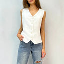 Chic Women's Sleeveless Button Placket Blouse