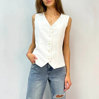 Chic Women's Sleeveless Button Placket Blouse